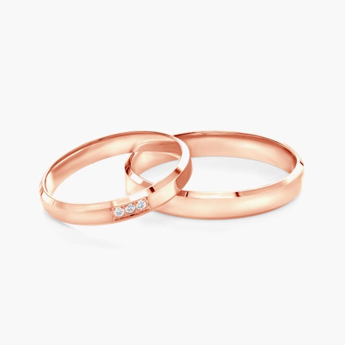 Obrączki ślubne: różowe złoto, z fazą, 3 mm